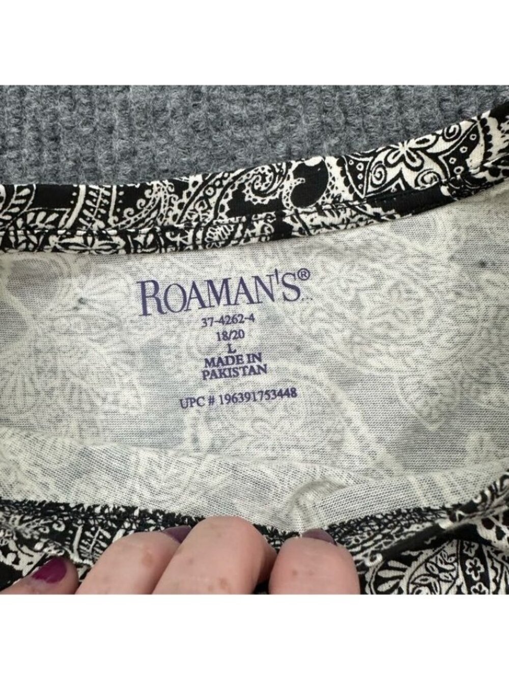 Romans Long Sleeve Paisley Print Shirt Tee 100% Cotton Womens size Large 18/20 - Picture 2 of 6